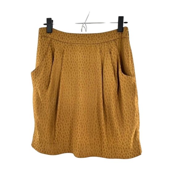 Ann Taylor Animal Print Skirt Womens 4 Gold Mob Wife Modern Classic Work Brunch - Picture 1 of 7